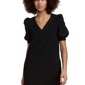 BB Dakota Black V-Neck Puff Sleeve Dress
